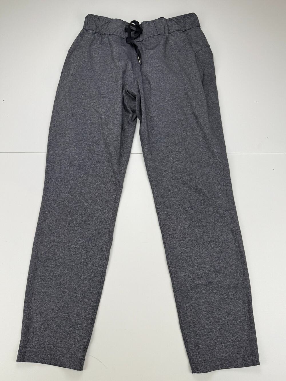 Lululemon Womens 6 Gray Heather Drawstring Straight Leg Pants Pockets 28"